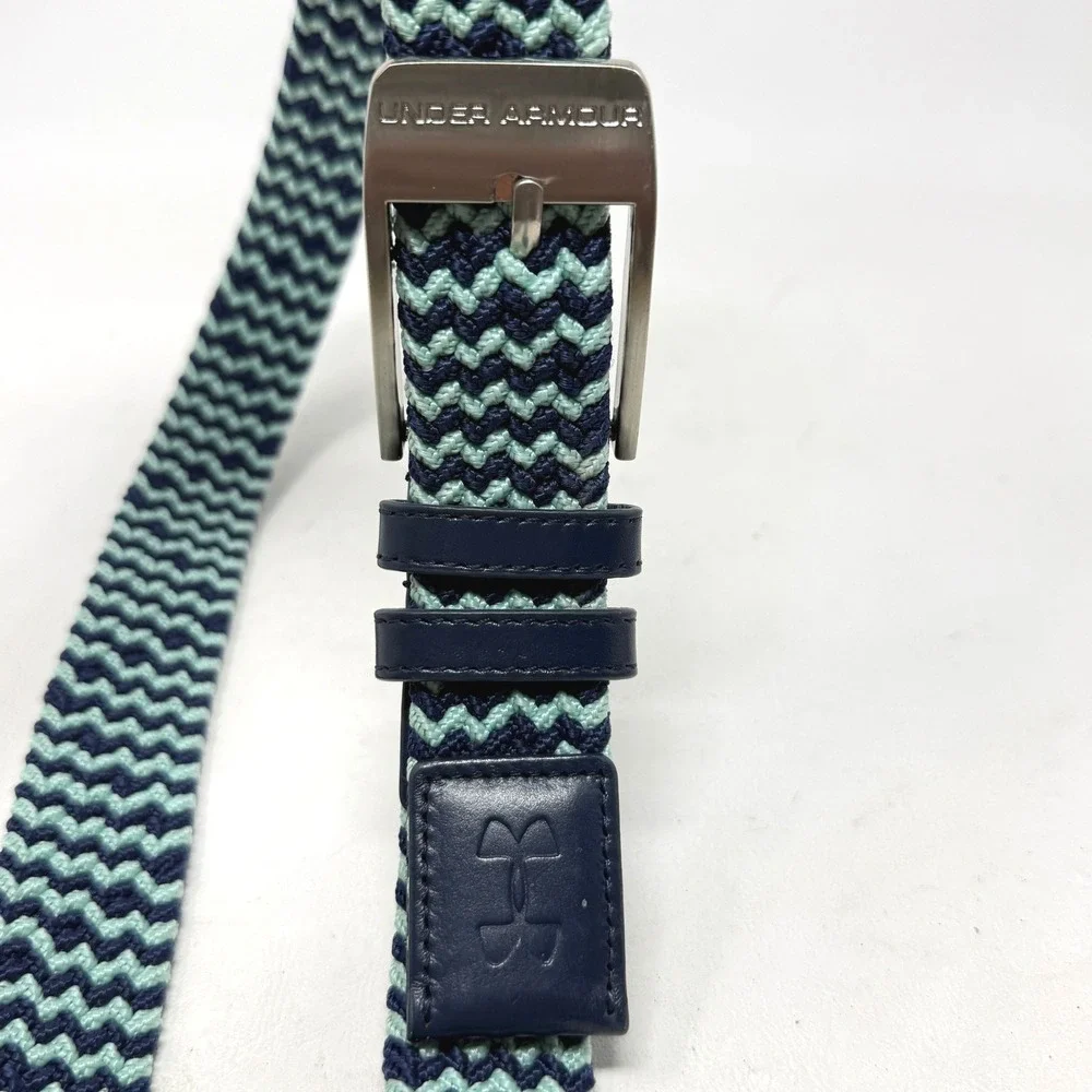Under Armour Blue Green Stretch Golf Belt Zig Zag 1267067 Preppy Casual Hipster